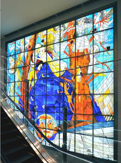 narita airport guide - stained glass art terminal 1