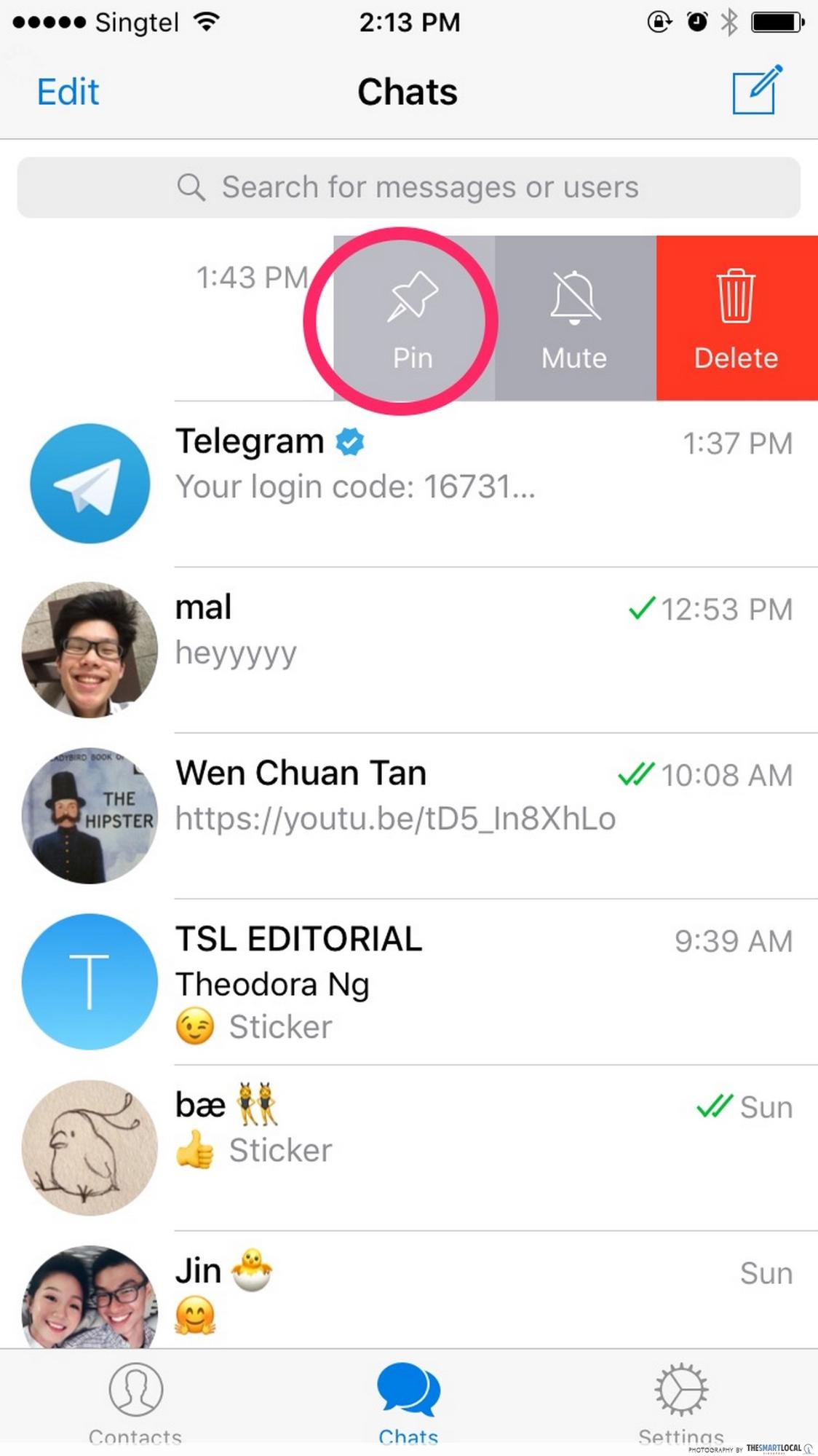 telegram hacks - pin chats