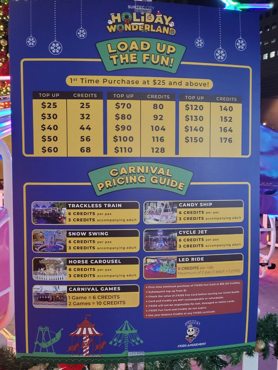 Suntec City Carnival Credit Pricing Guide