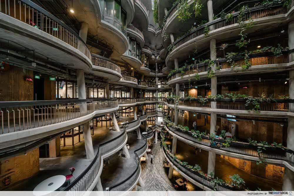 Unique buildings in Singapore - NTU Hive sheltered walkway
