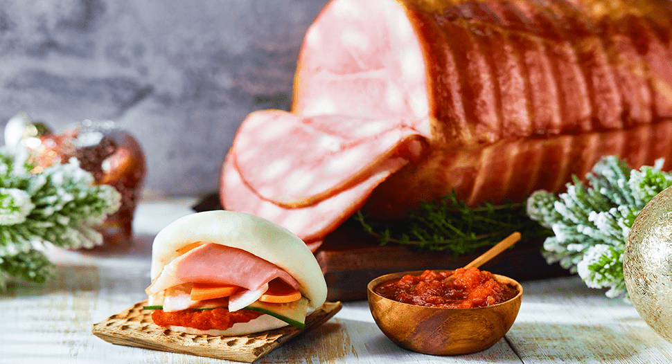 Easy Christmas Recipes - Yule ham sandwiches with bao buns