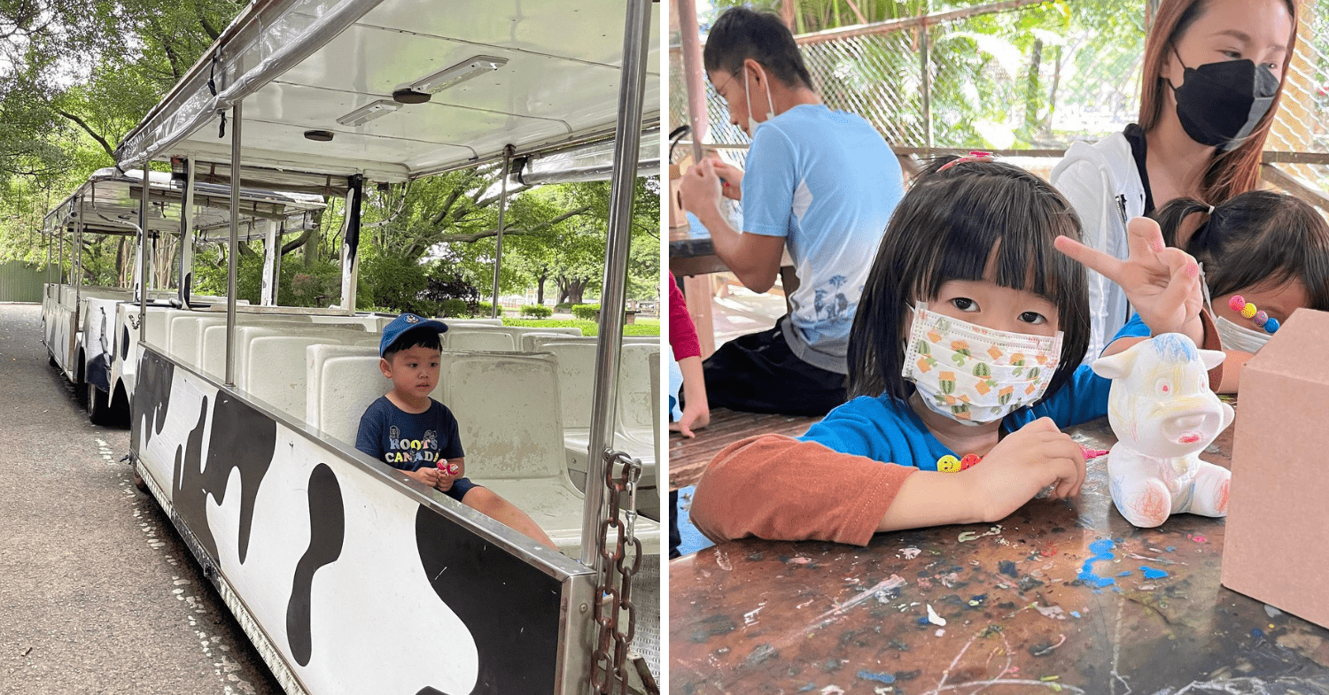 12 Kid-Friendly Things In Taiwan - cow themed trolley and DIY painting money bank activity