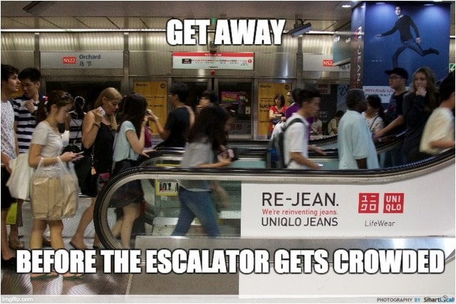 MRT Hacks - People getting on the escalator 
