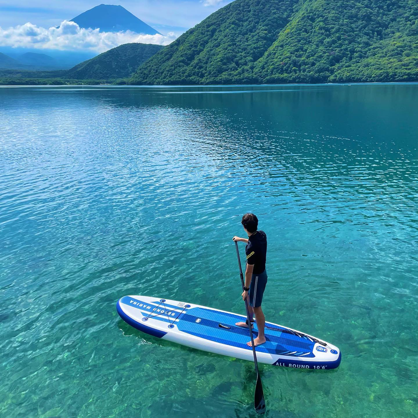 Anime-Like Places In Japan - Stand-up paddle board at the Lake Motosu