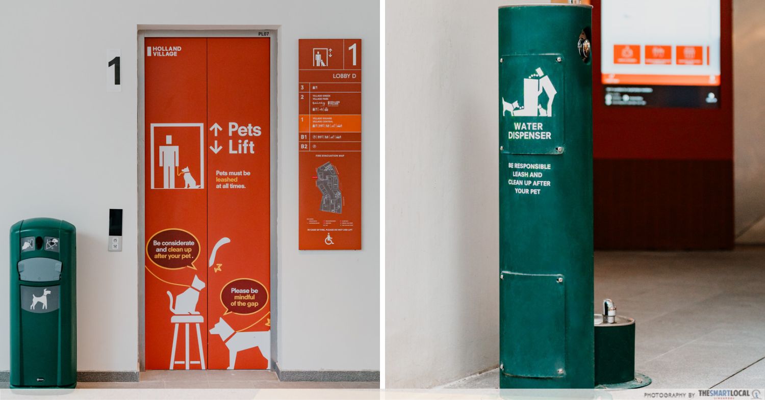 one holland village - pet friendly lift and water dispenser