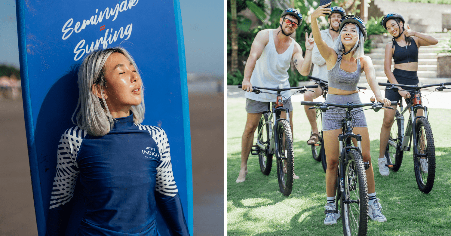 Borrowed by Hotel Indigo programme - Bali surfing rash guards and mountain bikes
