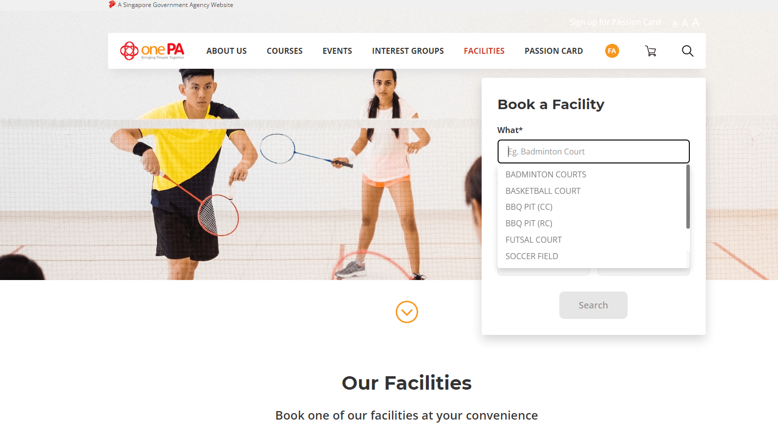 badminton court - onepa website
