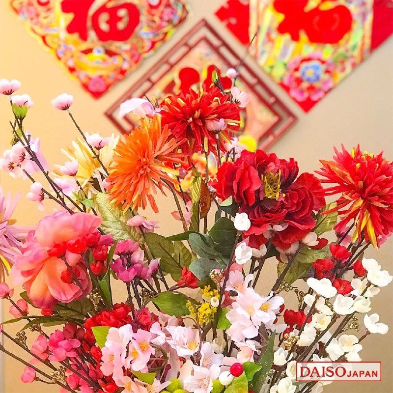 cny decor stores - daiso flowers