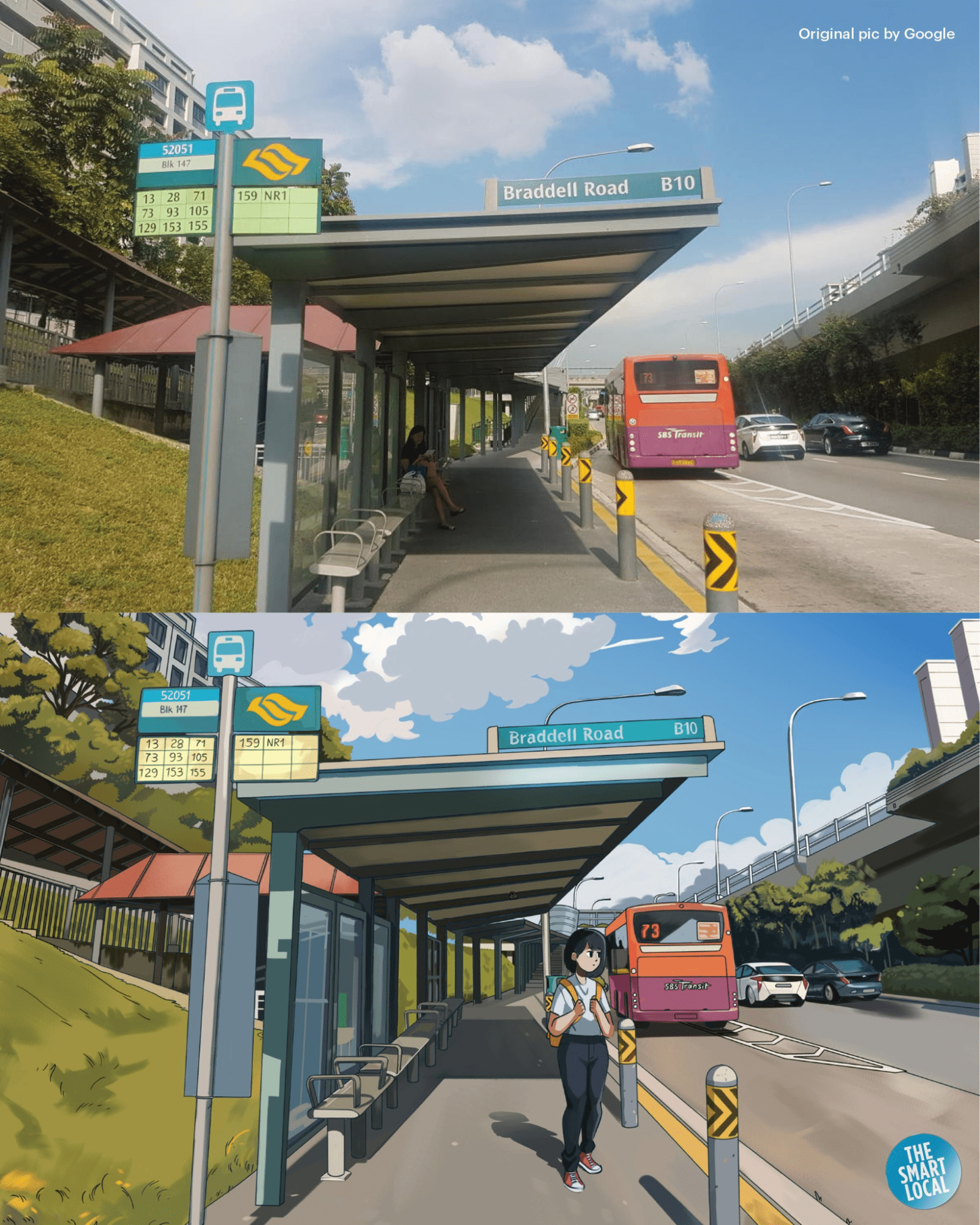 singapore as anime scenes - bus stop