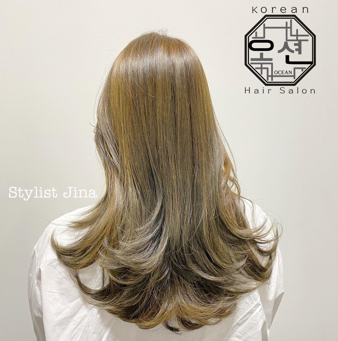 styled brown dyed hair at ocean korean hair salon 