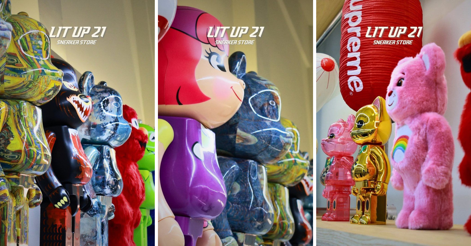 Different types of Bearbricks available in stores at LIT UP 21
