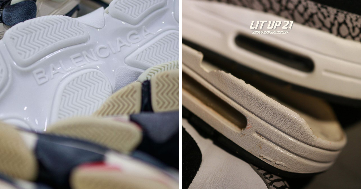 Shoe services like upper/midsole unyellowing and sole protection can be done in stores