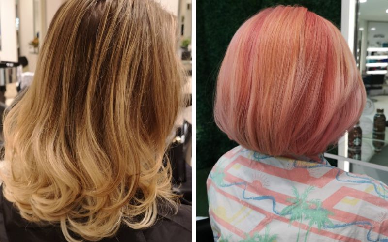 blonde and pink coloured hair at J's salon, korean hair salons singapore