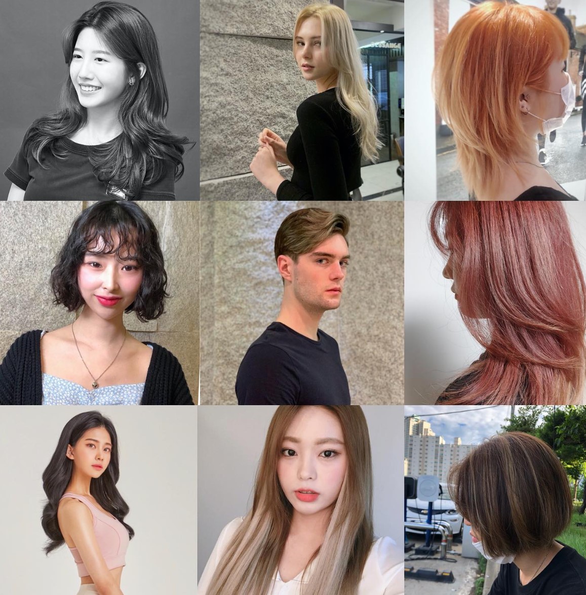 A collage of different hairstyles and colours from Mago Korean Beauty Salon