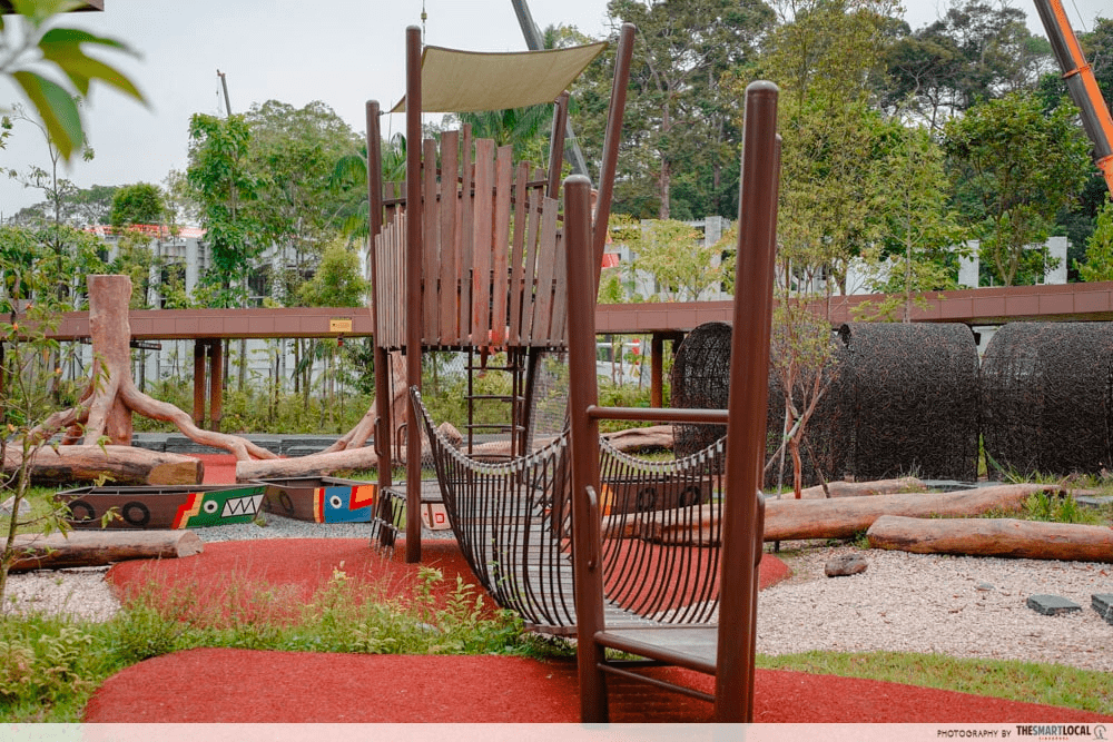 Wooden Bridge And Rope Ladders At Mandai Wildlife West Playground