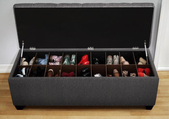 home organisation tips - shoes ottoman