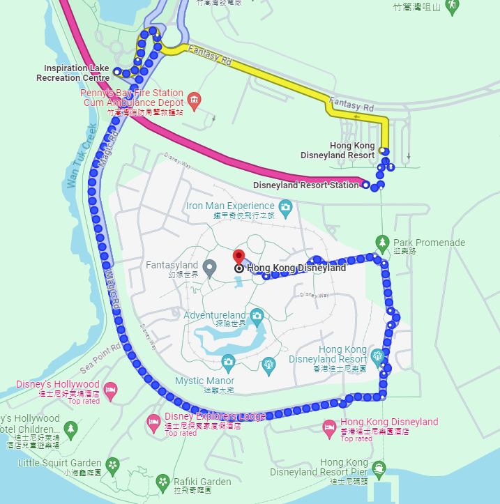 hong kong disneyland - google maps bus