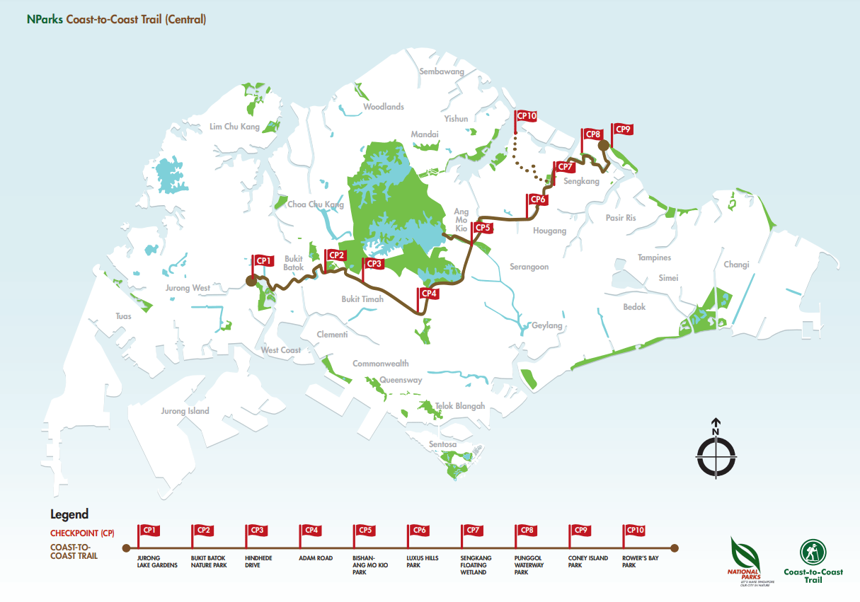 Coast-to-coast trail cycling & walking guide - Nparks map