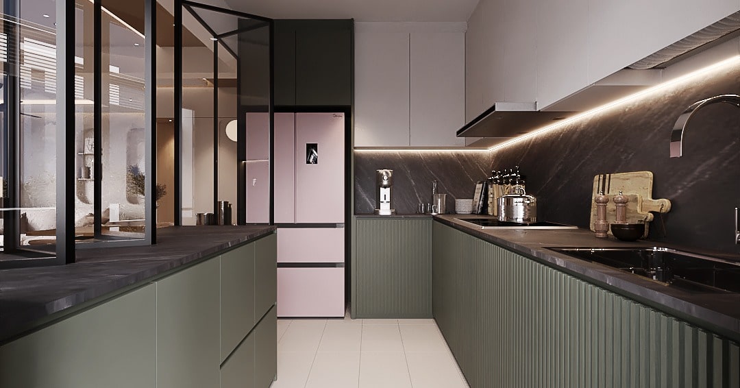Unique HDB Design Ideas - Mr Designer Studio glass doors kitchen