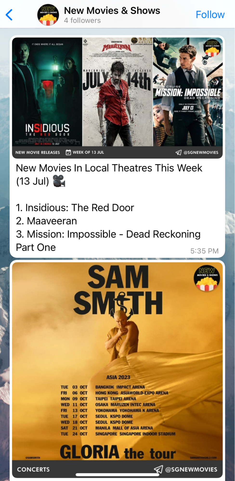singapore whatsapp channels - new movies and shows