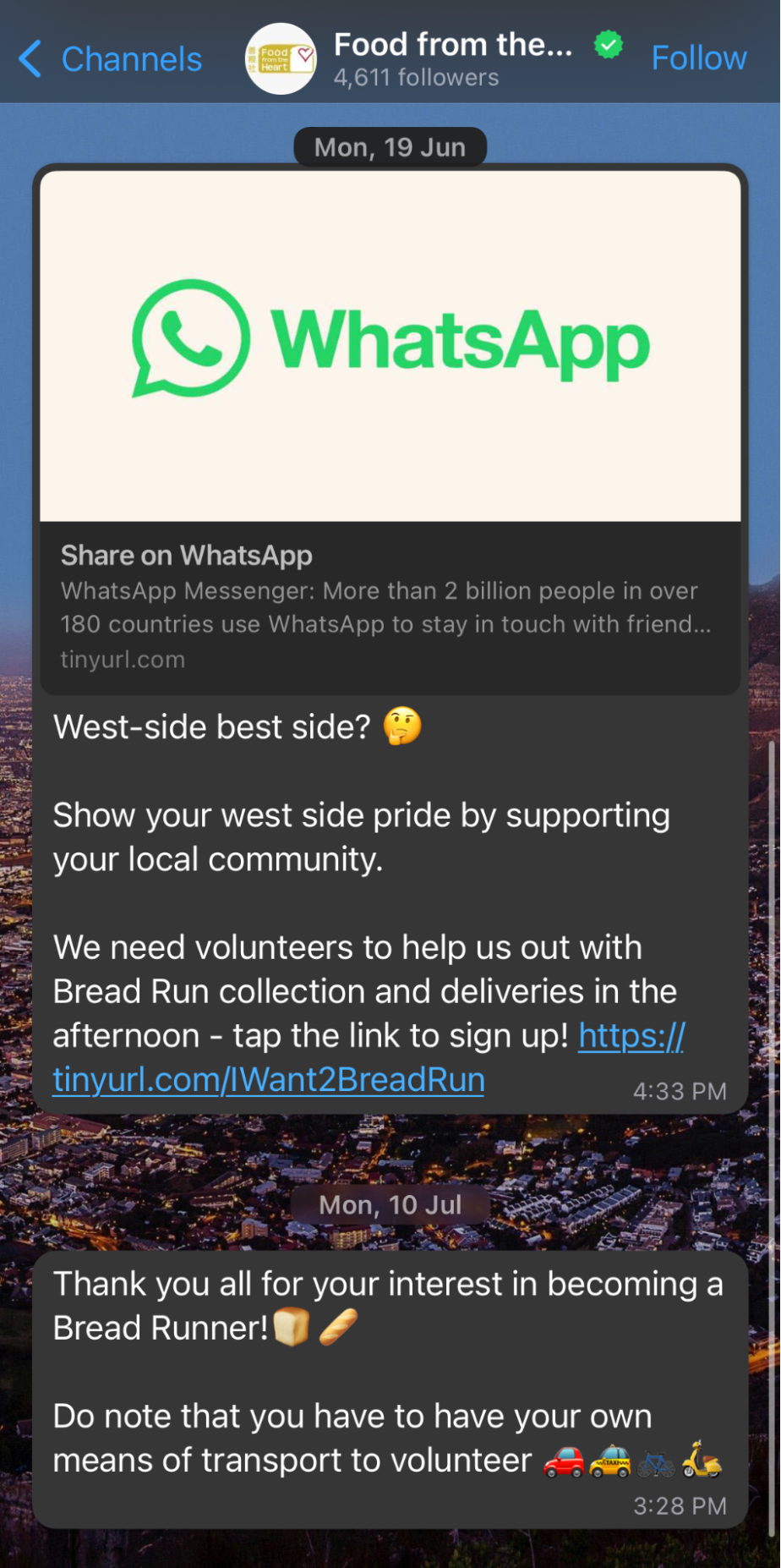 singapore whatsapp channels - sg food from the heart
