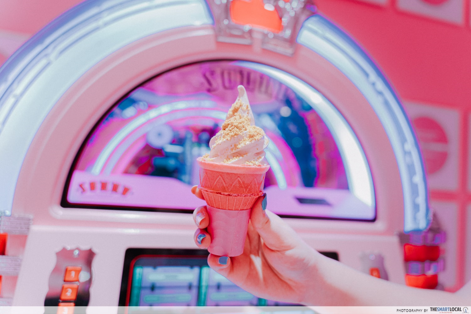 Museum of Ice Cream Singapore - pink ice cream in hand