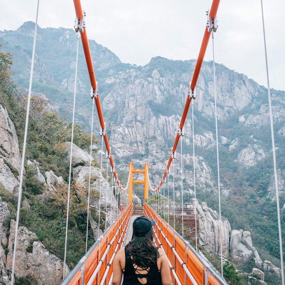 mountain hiking trails korea - Wolchulsan suspended cloud bridge