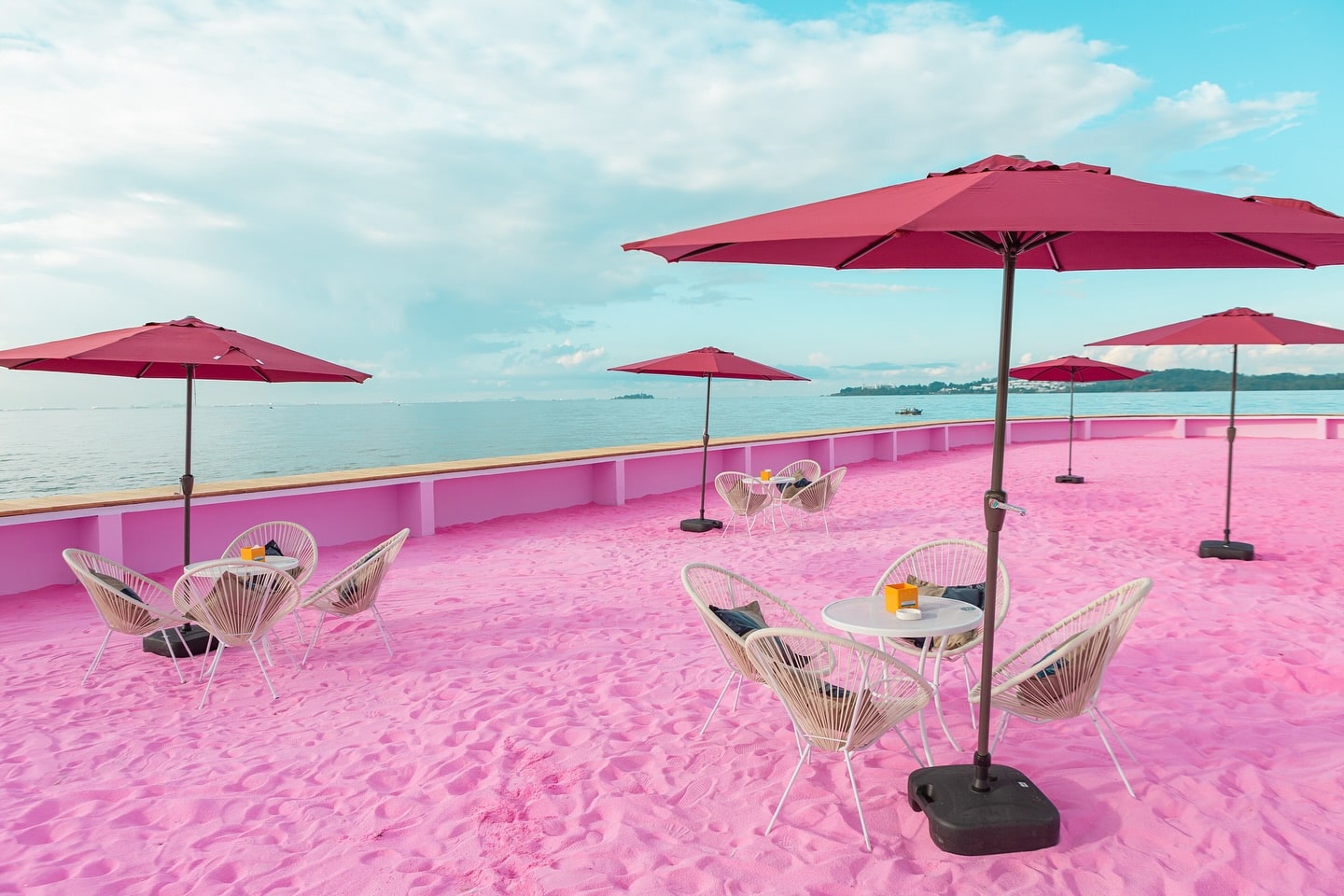 Blue Fire Beach Club in Batam - pink beach