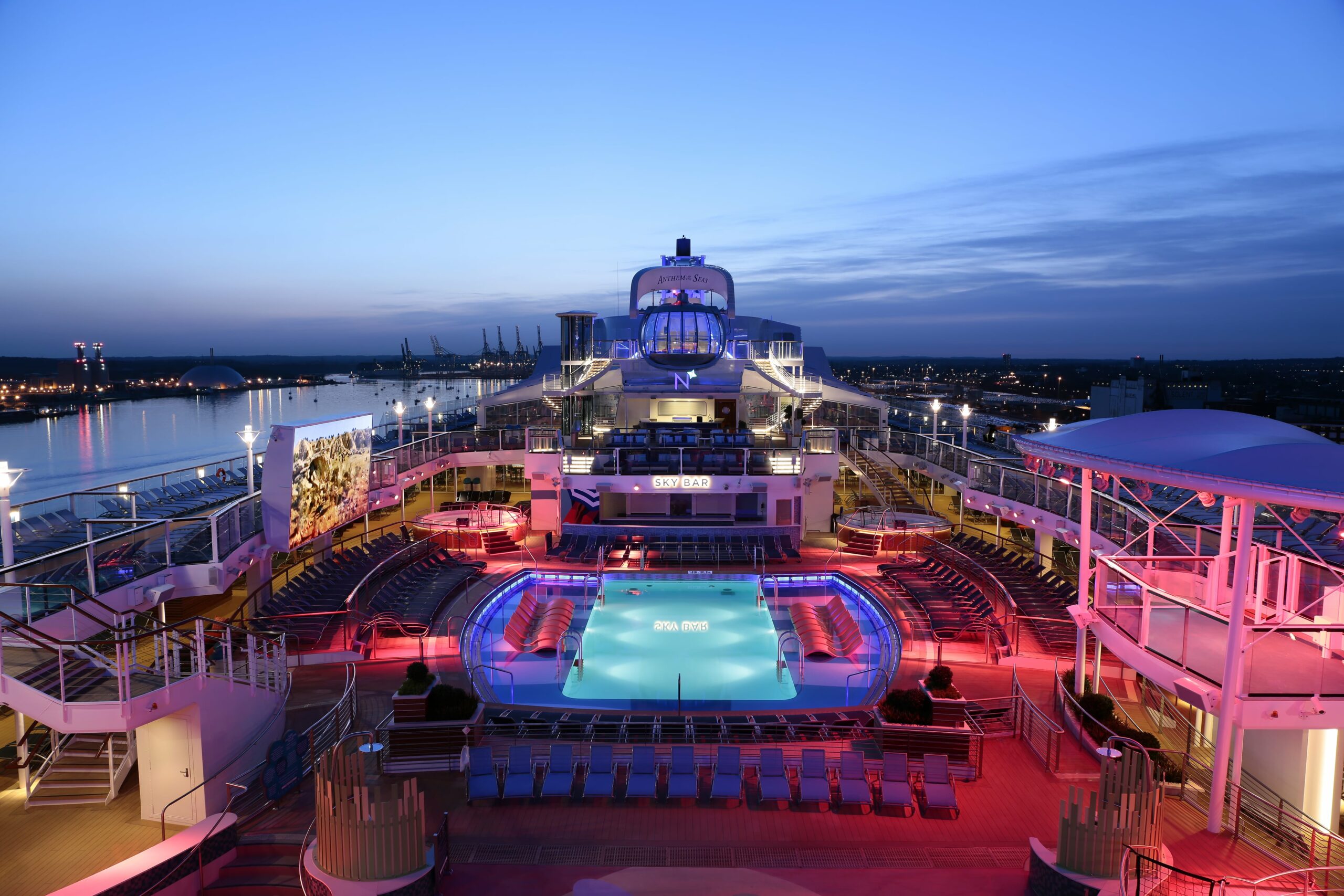 Royal Caribbean cruises discount - pool deck at night