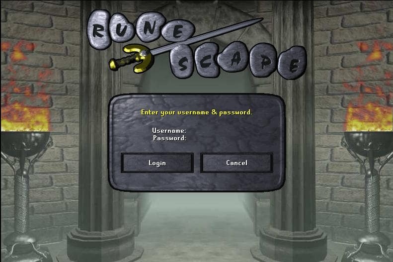 RuneScape login page - Old school computer games