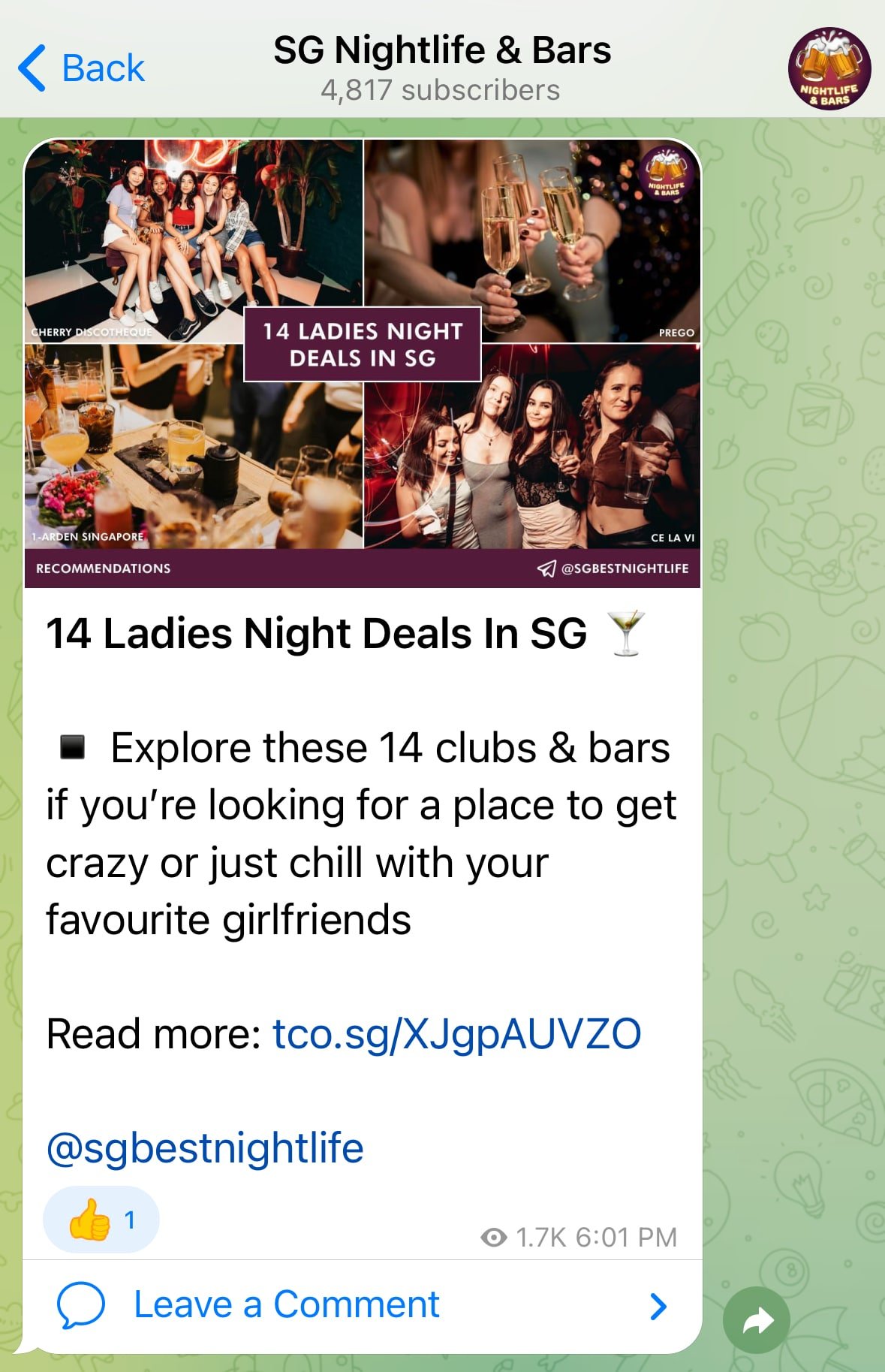 Telegram channels in Singapore - sg nightlife