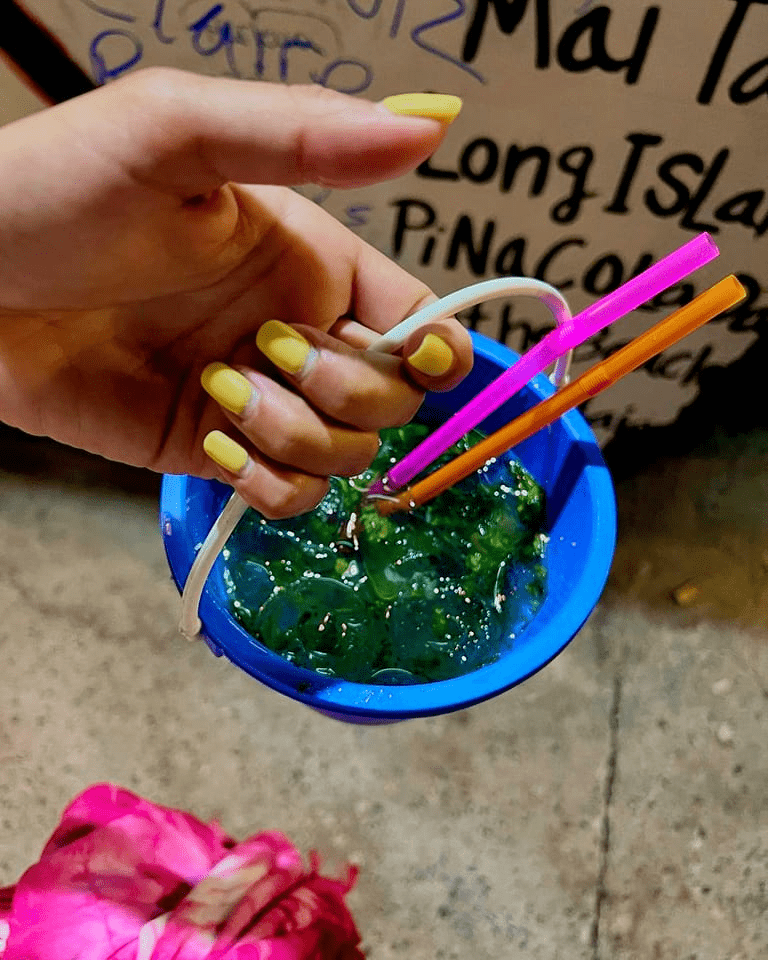 full moon party - alcohol served in a bucket 