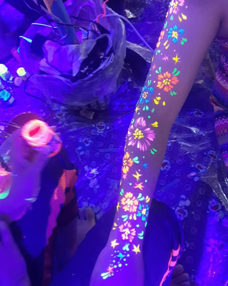 full moon party - neon glow in the dark tattoos