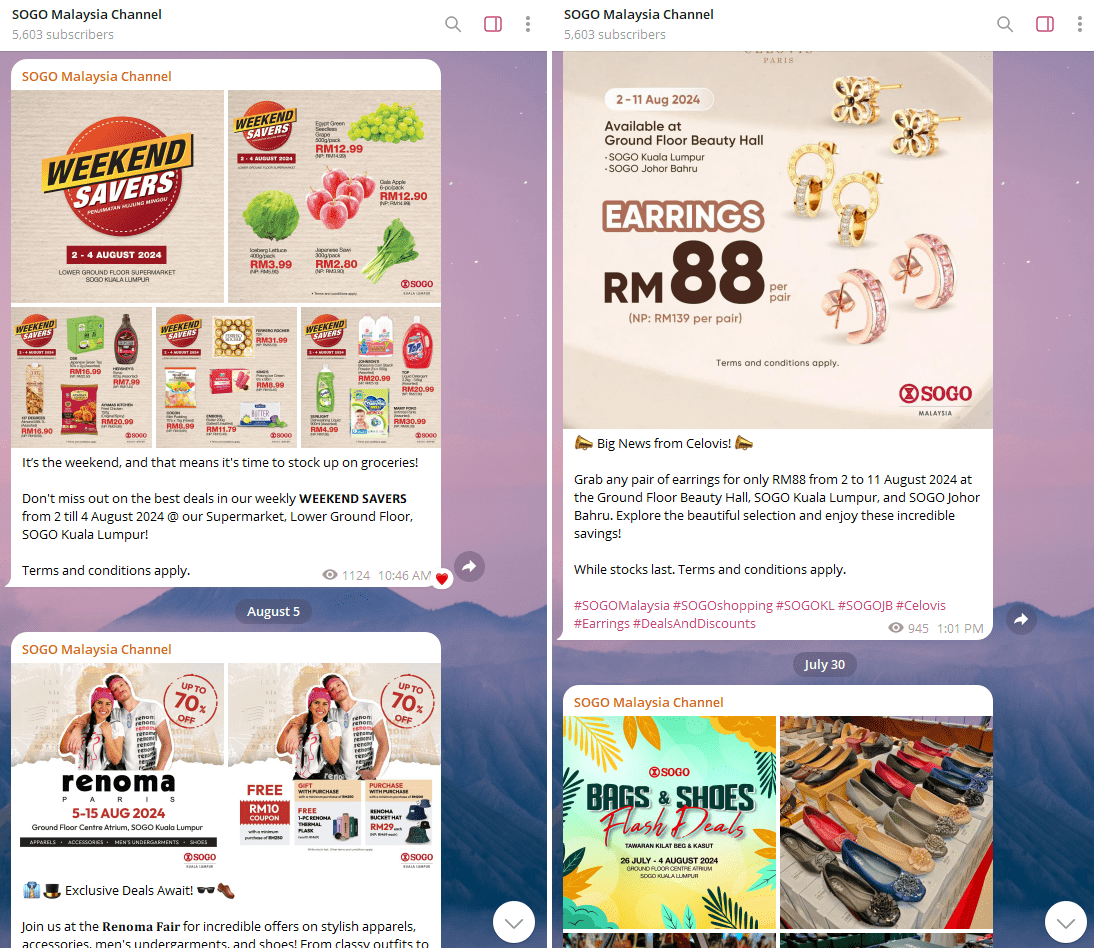 Malaysian Telegram Channels SOGO Malaysia