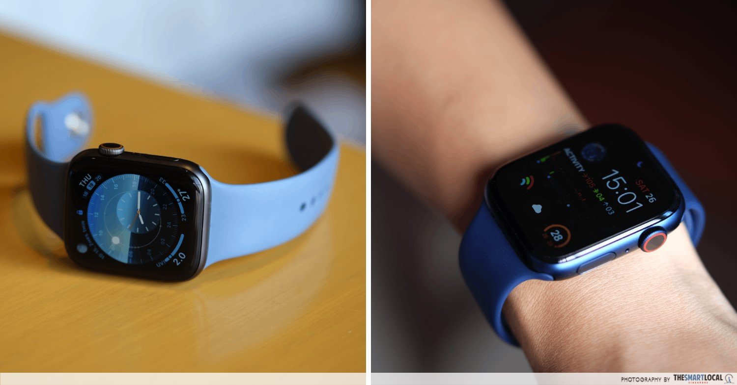 Apple watch on table and on wrist