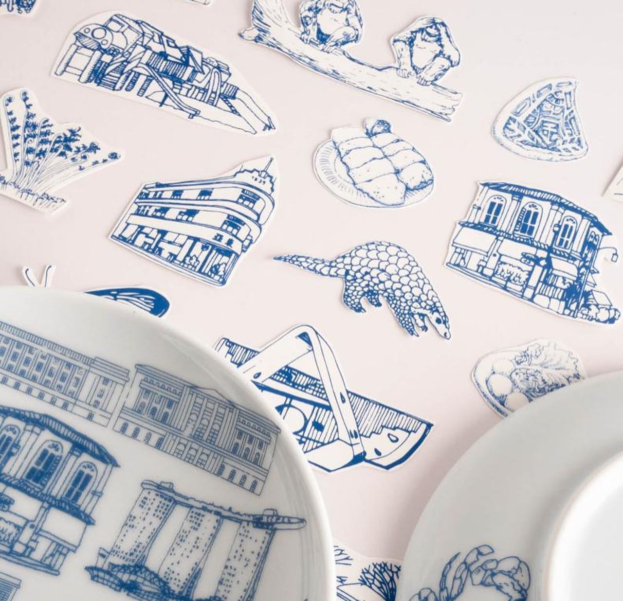 Sg souvenirs - landmarks in plate