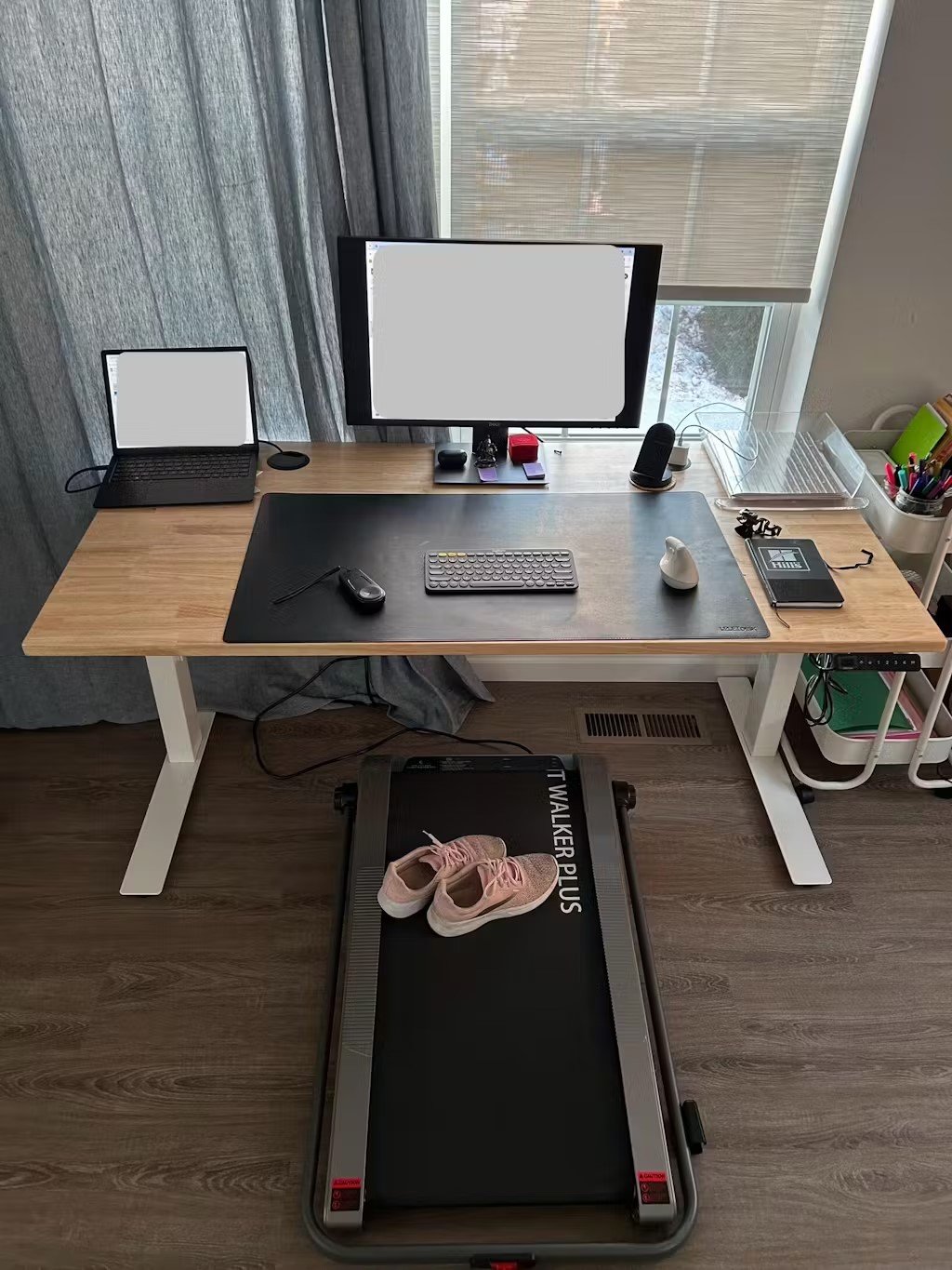 Egofit Walker Pro M1 Treadmill under workstation