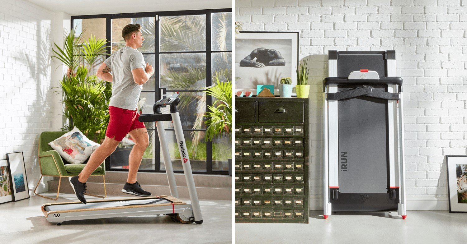 Talent running on foldable treadmill 