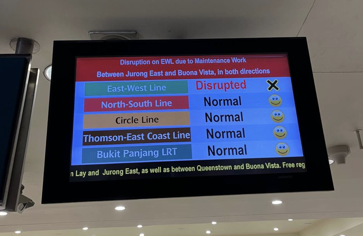 East West Line Disruptions - MRT screen delay