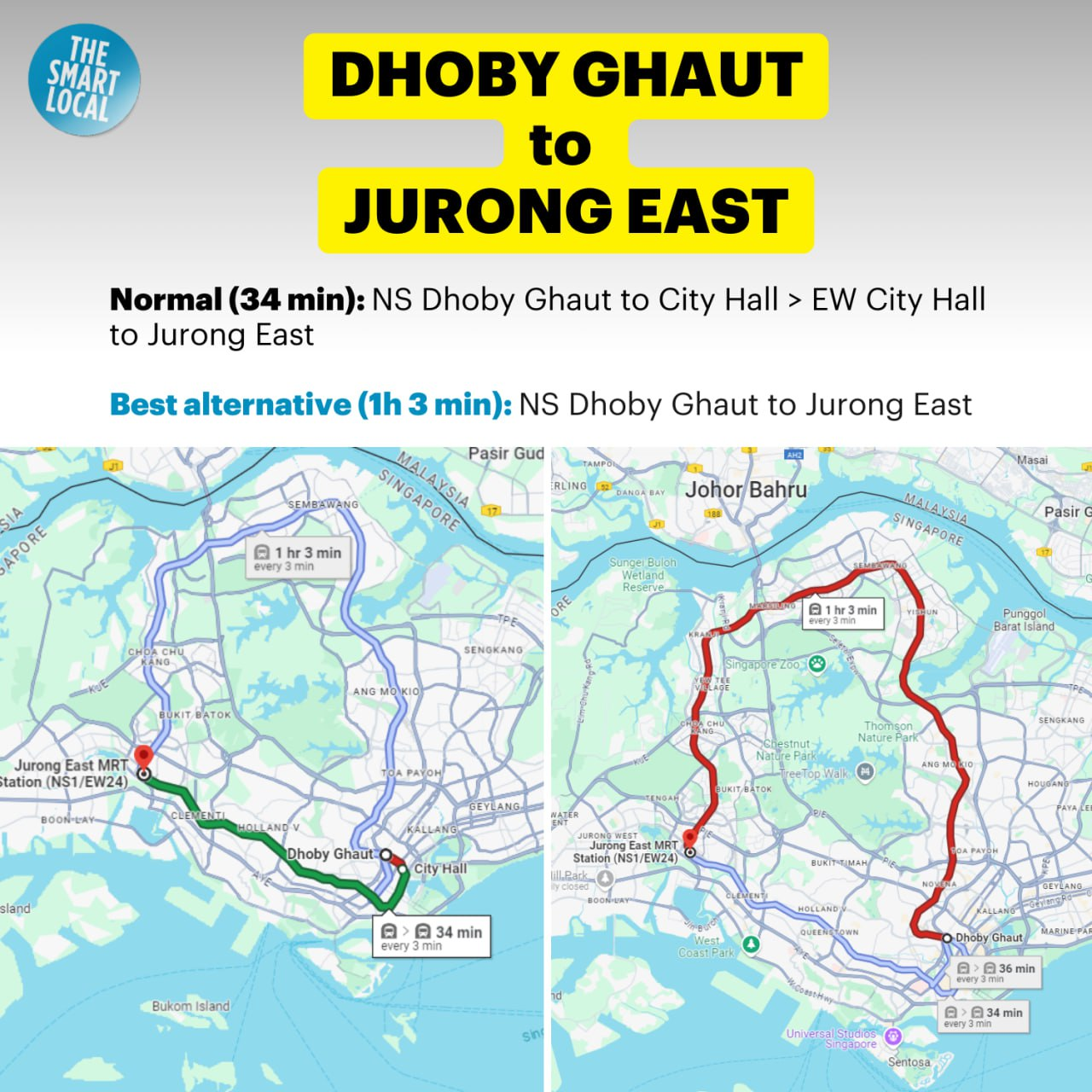 East West Line Disruptions - dhoby ghaut alternative route