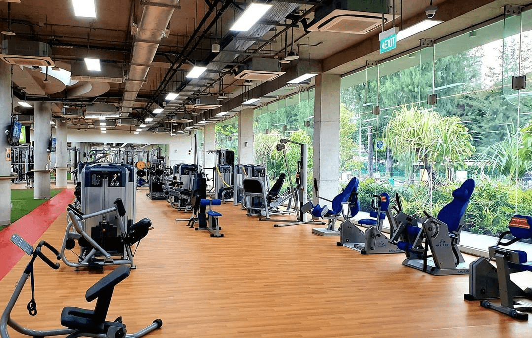 Free entry to ActiveSG gyms & pools - gym with wide floor-to-ceiling windows