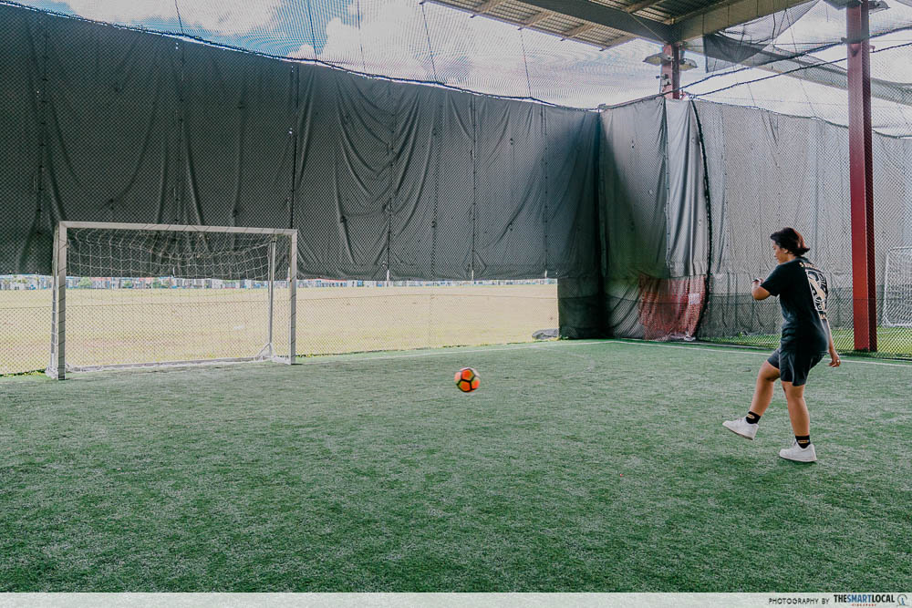 talent kicking ball at Golazo futsal court 