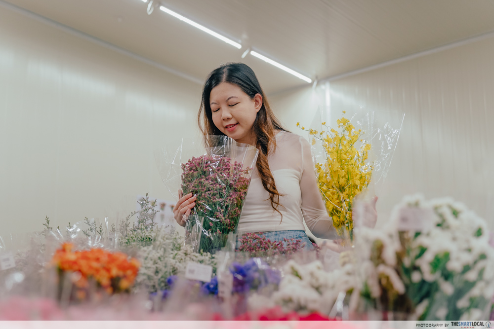 Talent smelling flowers 