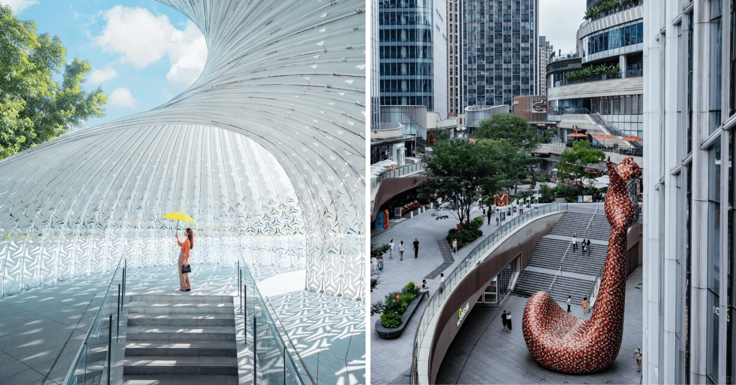 Art structures outside Guanghuan Shopping Park