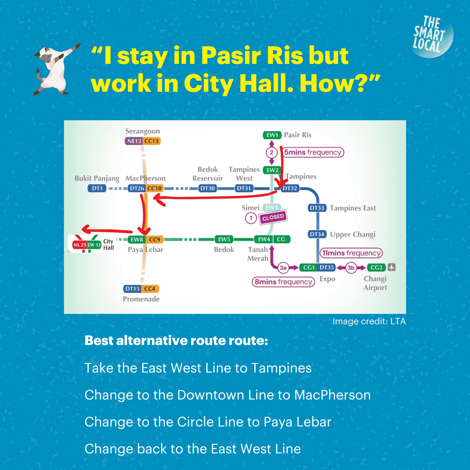 EWL service adjustments pasir ris to city hall