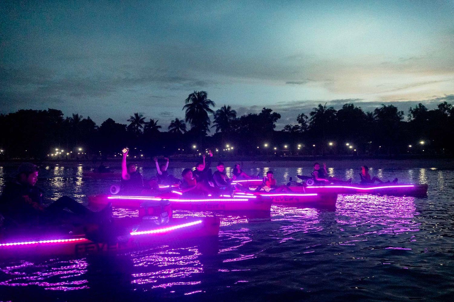 Glow kayaking night tour in Singapore - led lights