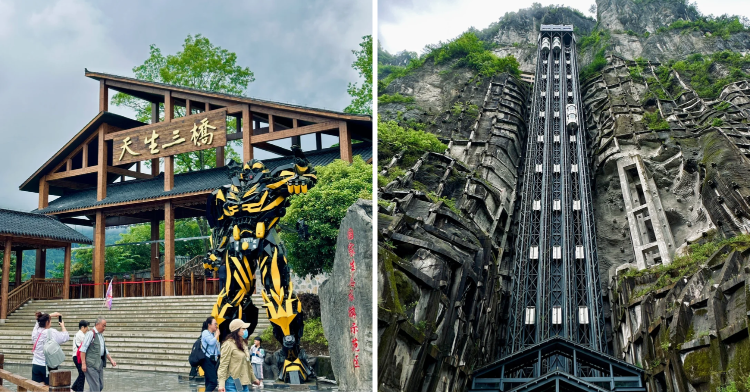 Wulong Karst Transformers statue & elevator - Chongqing