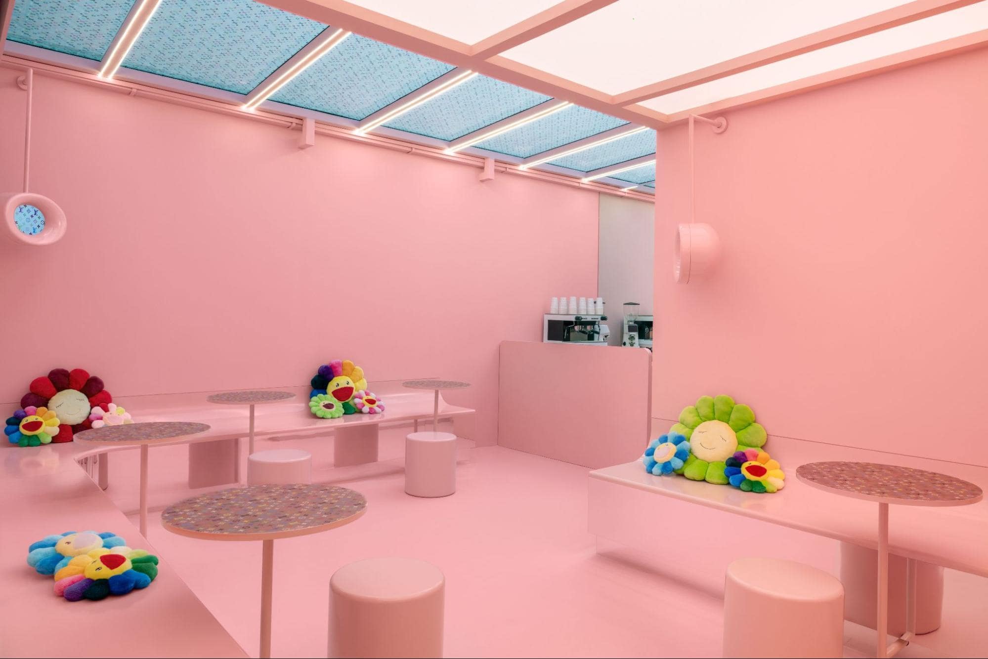 Louis Vuitton x Murakami Singapore Pop-Up pink cafe