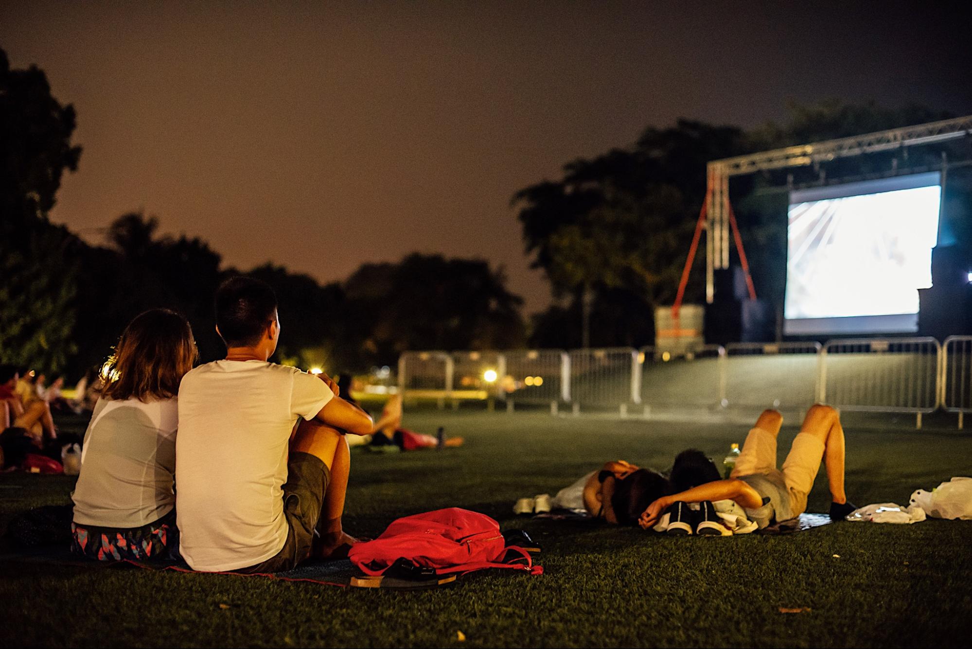 Couple at Movies by the Beach