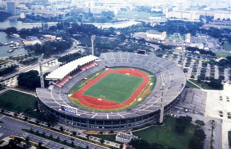 drone shot of old National Stadium